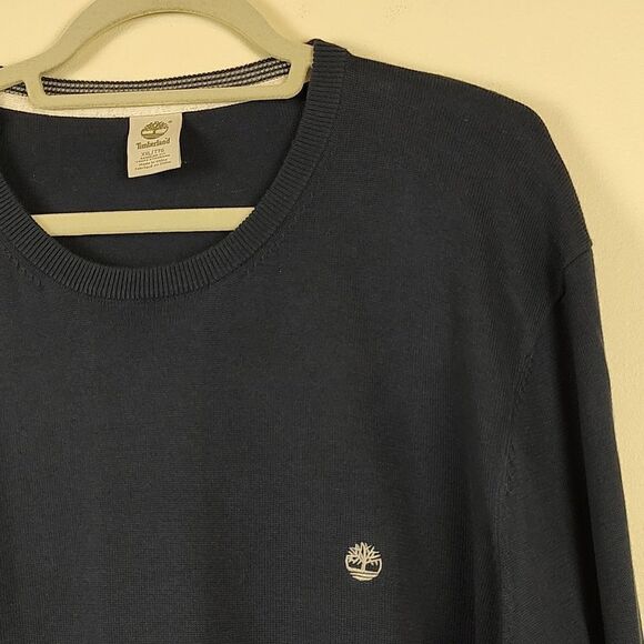 Timberland Men's Navy Blue Cotton Crew Neck Logo Sweater Size XXL - Picture 3 of 9